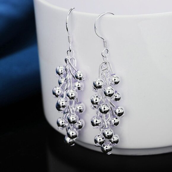 Carly Lyana Multi Layered Beaded Earrings 925 Sterling Silver Gift Boxed - Picture 7 of 12